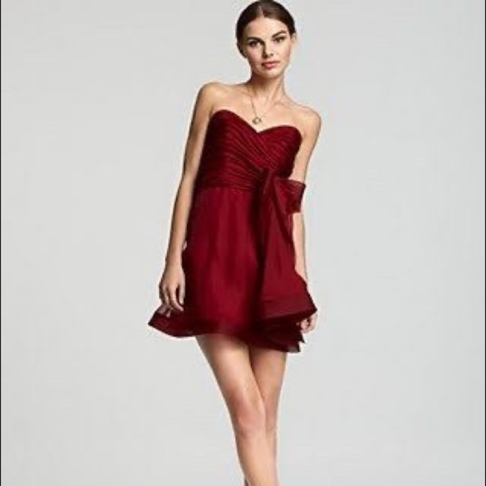 ABS Allen Schwartz Organza Silk red dress 2